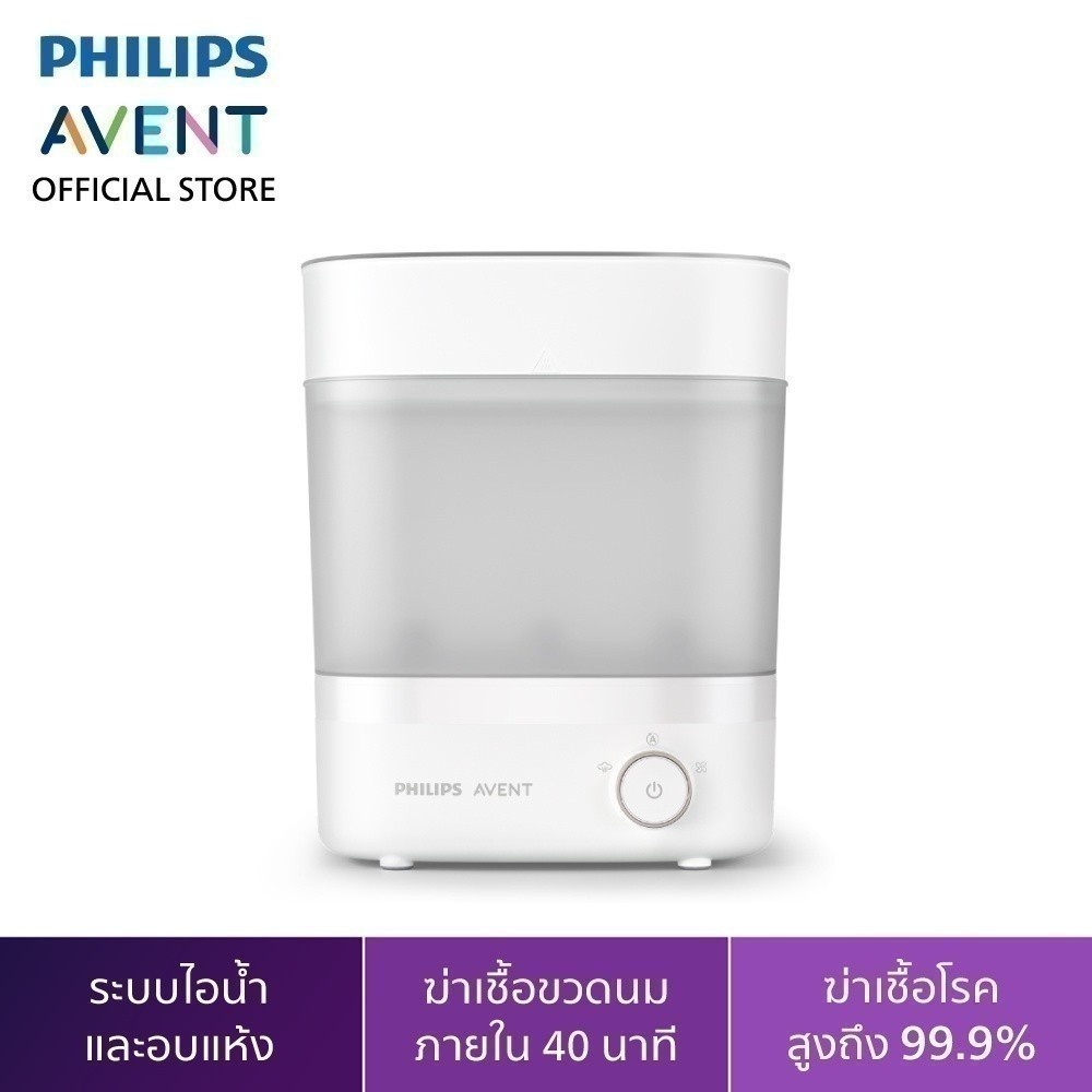 Philips Avent ฟิลิปส์ เอเวนท์ เครื่องนึ่งฆ่าเชื้อขวดนม พร้อมอบแห้ง ฆ่าเชื้อโรคร้ายได้ 99.9%* รุ่น SCF293/00