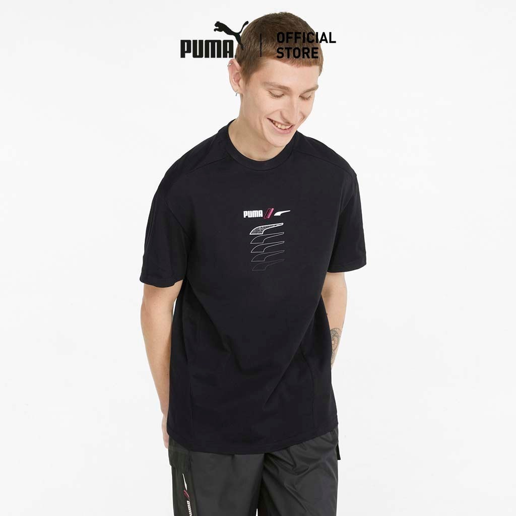PUMA BASICS - เสื้อยืดผู้ชายลายกราฟิก RAD/CAL สีดำ  67157501 ราคาถูก Shopee Lazada