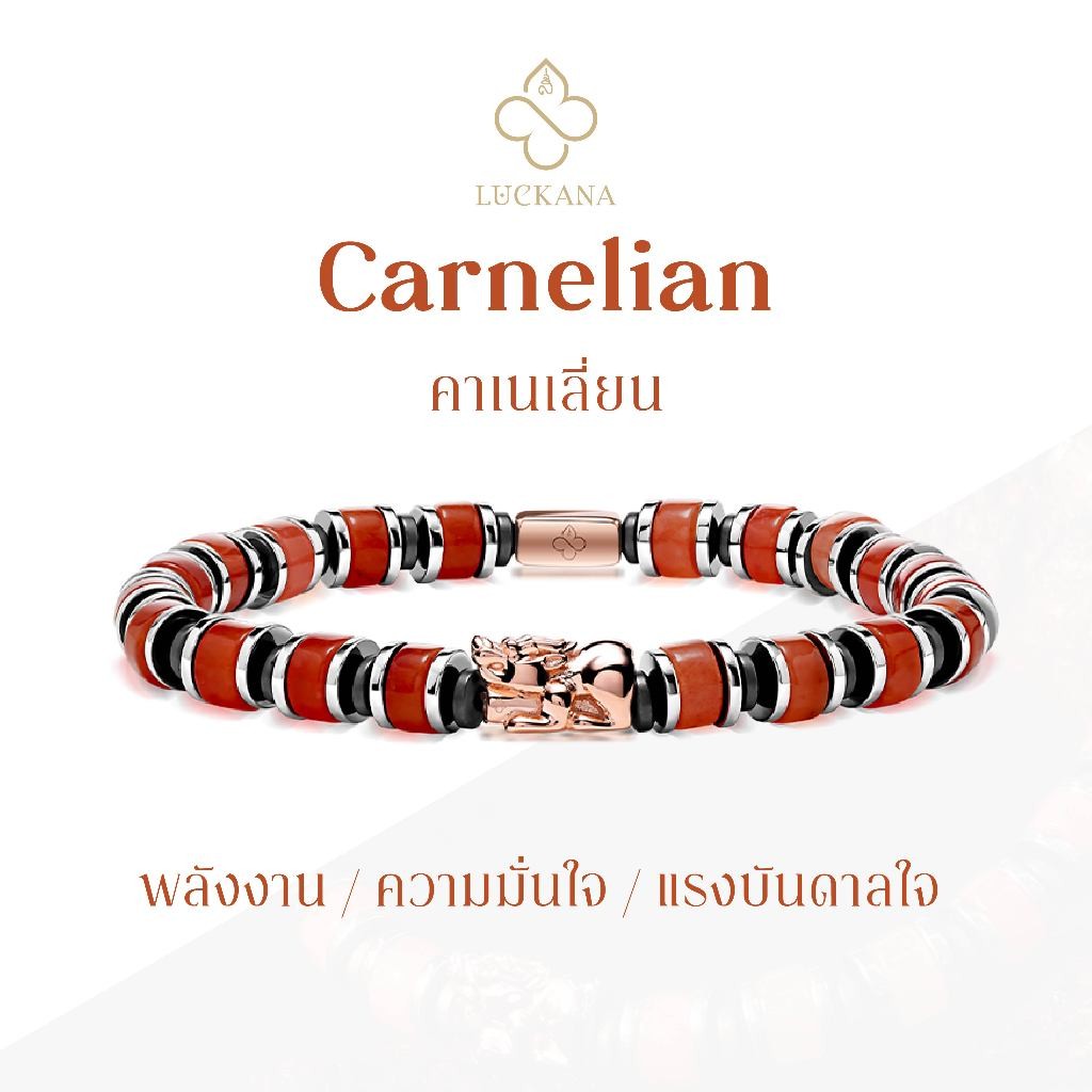 Luckana – Carnelian กำไลเซนพลอยแท้คาเนเลี่ยนประดับปี่เซียะ