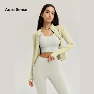 Auro Sense เสื้อรัดรูปแขนยาวออกกำลังกายเสื้อแจ็คเก็ตโยคะกันแดด แขนยาว สำหรับผู้หญิง ระบายอากาศดี ป้องกันรังสียูวี UPF50
