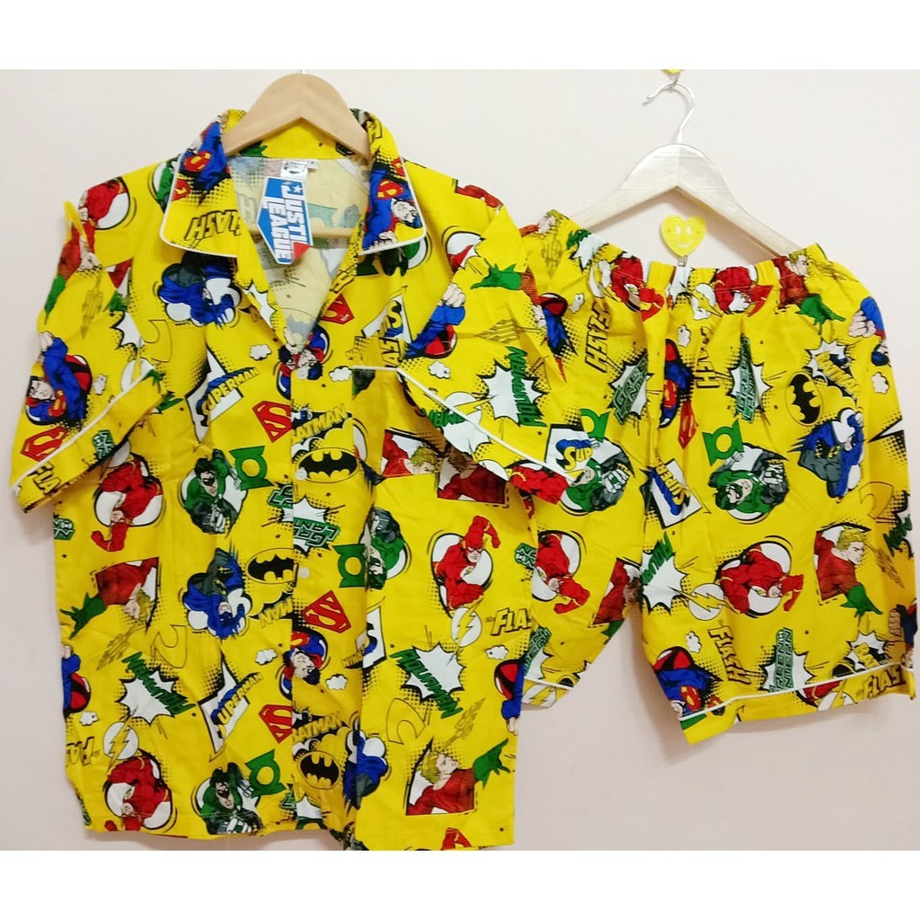 ✔♥️ชุดนอนลายการ์ตูน JUSTICE LEAGUE (ลิขสิทธิ์แท้)แขนสั้น-ขาสั้น ป้ายF