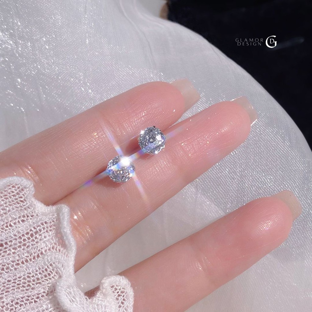 GLAMOR✨ต่างหูเงินแท้ Sparkling Diamond ต่างหูเงิน ต่างหูเพชร ต่างหูสวยๆ ตุ้มหูเพชร ต่างหูแฟชั่น รูปที่ 5