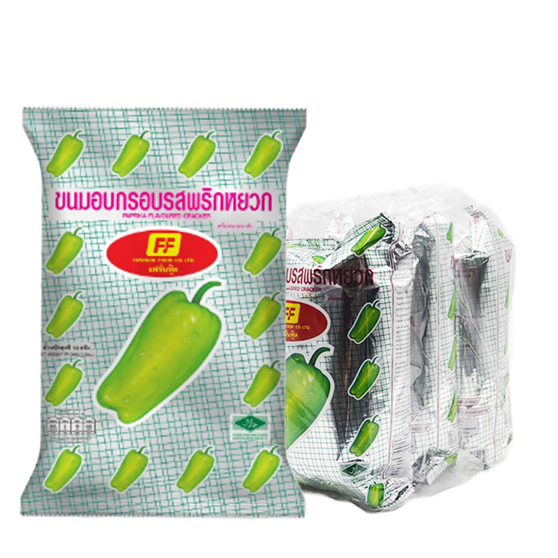 เอฟเอฟ ขนมอบกรอบ พริกหยวก 58 ก. x 3 (FF Prapika Cracker 58 g x 3) โปโลแมน POLOMAN