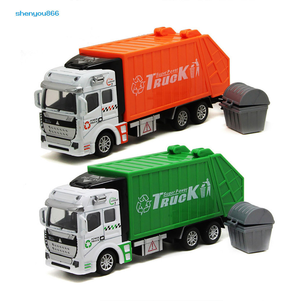 Syh-mini 1/48 โมเดลรถบรรทุกขยะ พร้อมถังขยะ ของเล่นสําหรับเด็ก ของขวัญวันเกิด