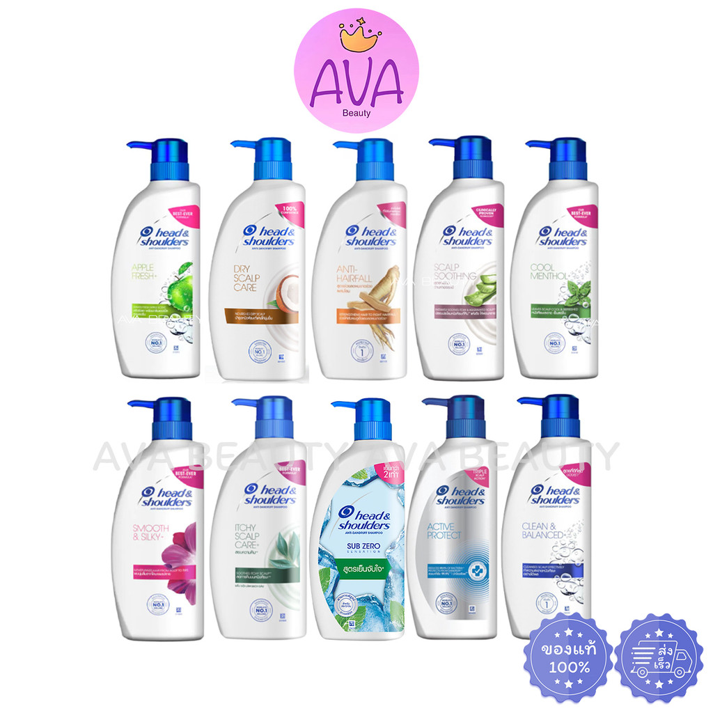 (370ml.) Head & Shoulders เฮดแอนด์โชว์เดอร์ แชมพู (หัวปั๊ม)  มีทั้งหมด 11 สูตร