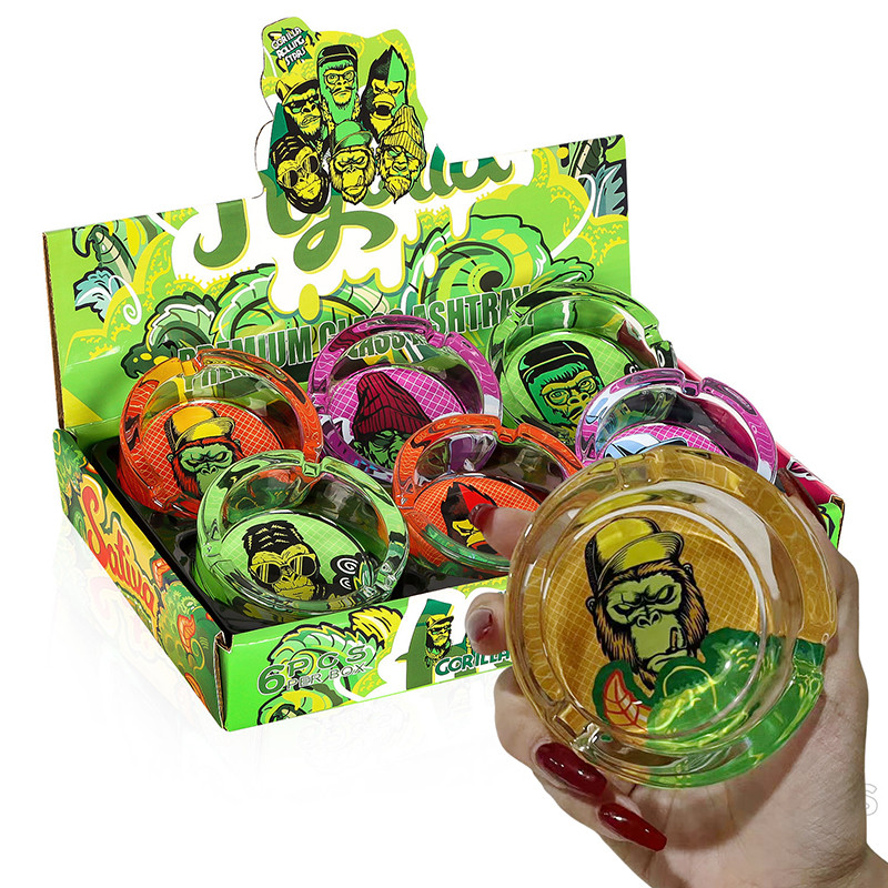 ที่ทิ้งก้นบุหรี่ ที่เขี่ยบุหรี่แก้วคริสตัล  สายเขียว  ที่เขี่ยบุหรี่แก้วทรงกลม  85มม รูปแบบการ์ตูน