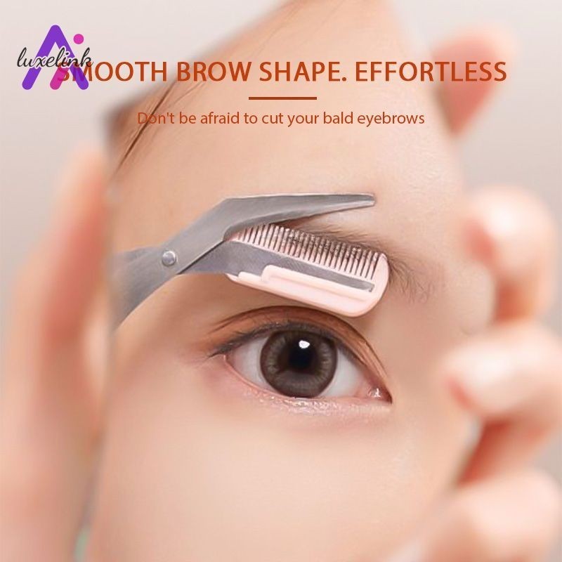 luxelink กรรไกรคิ้วพร้อมหวีคิ้ว Trimmer แต่งหน้า Falcate Eyebrow Scissorsc