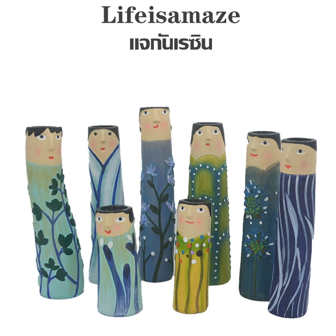 【จัดส่งจากกรุงเทพ】Vase ใหม่เครื่องประดับตกแต่งเรซินแจกันโบฮีเมียนตกแต่งบ้านเครื่องประดับวัสดุเรซิน