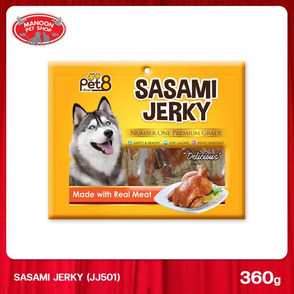 [MANOON] PET8 JJ501 ไก่พันปลาทาโร่ (ปลาเส้น) 360 กรัม