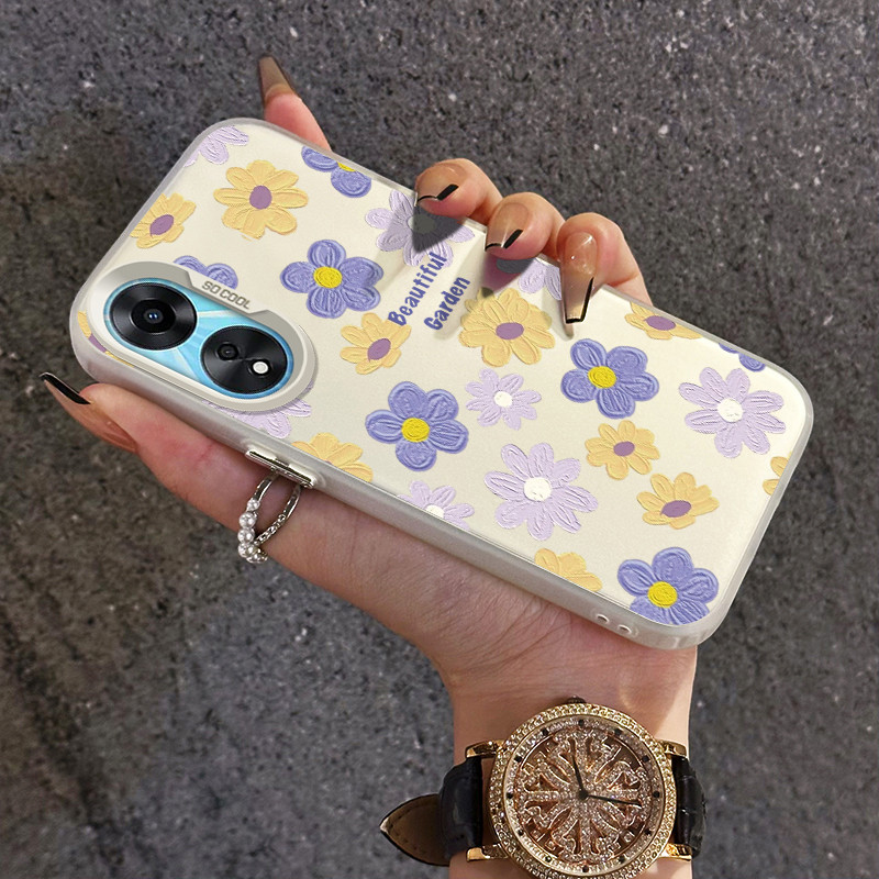 เคสสำหรับ OPPO A18 A38 A31 2020 A8 เคสโทรศัพท์โปร่งใสดอกไม้
