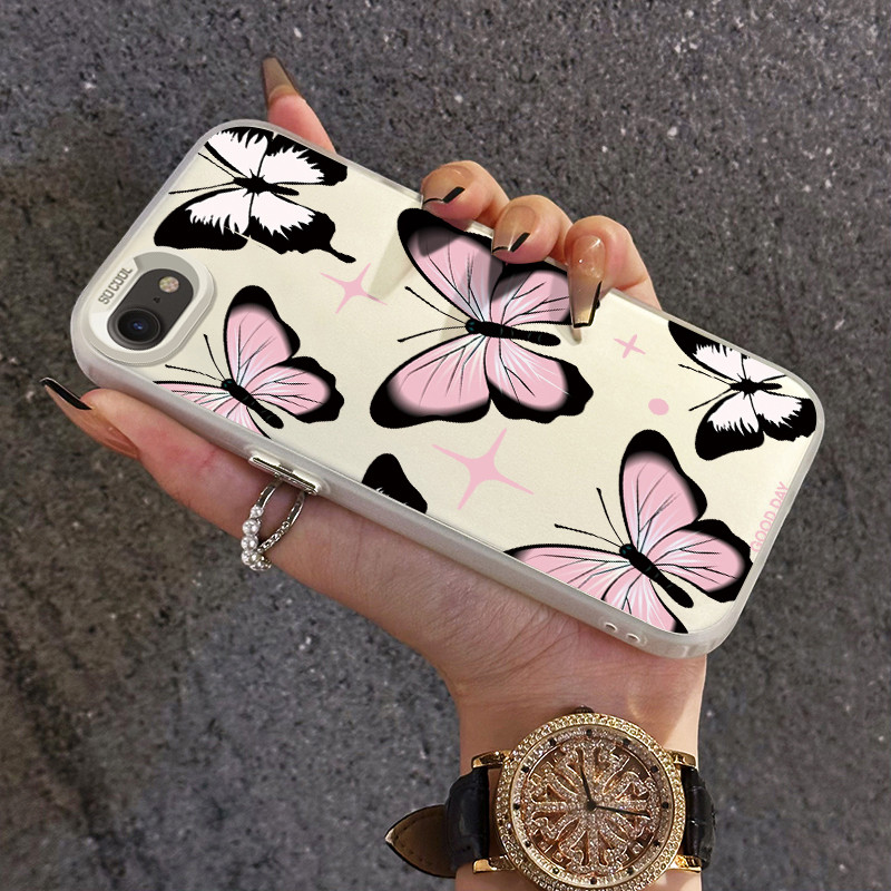 เคสสำหรับ iPhone 6 Plus 6s Plus 7 Plus 8 Plus SE 2020 X Xr Xs Max เคสโทรศัพท์ผีเสื้อ TPU โปร่งใส