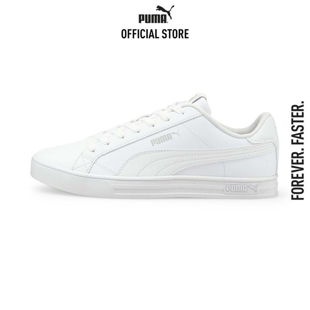 PUMA BASICS - รองเท้ากีฬาข้อต่ำ Smash Vulcanised V3 สีขาว - 38075203