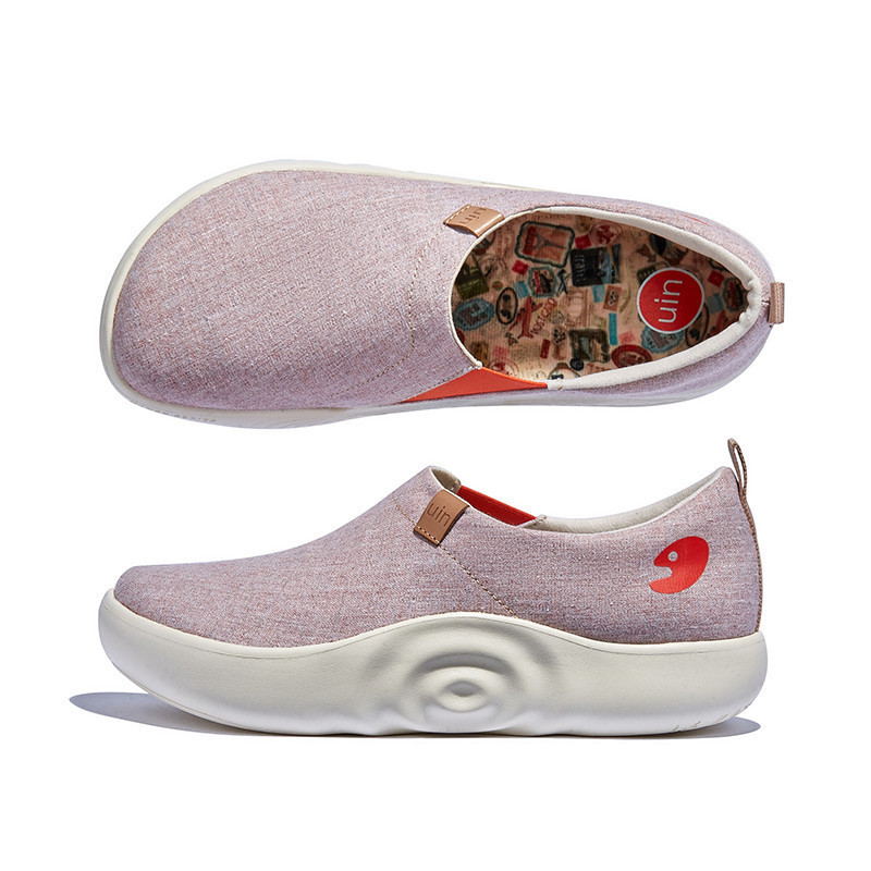 UIN Toledo X รองเท้าท่องเที่ยวสี สะดวกสบาย รองเท้าผ้าใบสตรี-White Peach