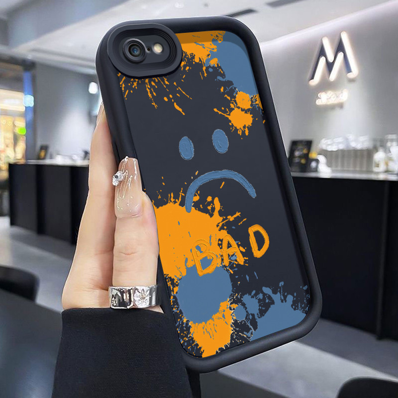 เคสสำหรับ iPhone 6 Plus 6s Plus 7 Plus 8 Plus SE 2020 เคสซิลิโคนกันตกลายกราฟฟิตีหน้ายิ้มเคสโทรศัพท์มือถือกรอบนิ่ม