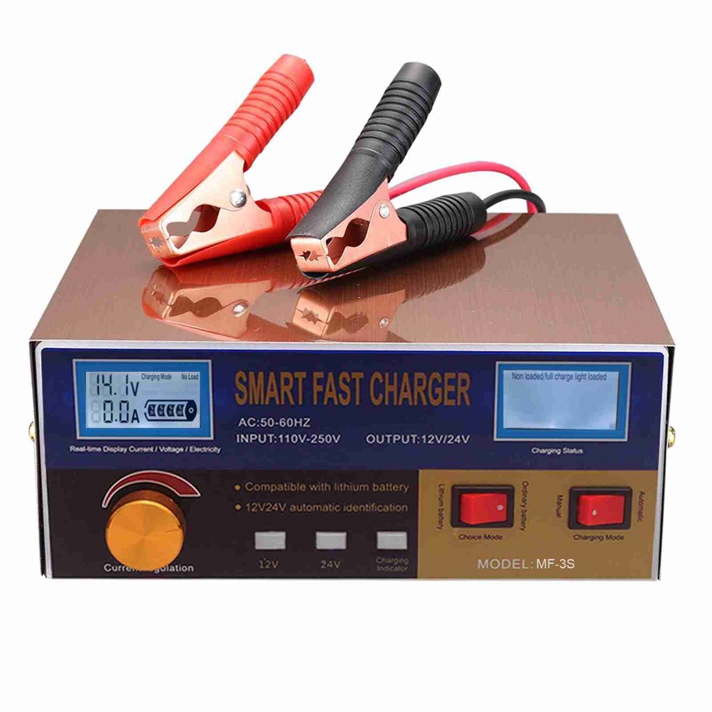เครื่องชาร์จแบตเตอรี่ลิเธียมอัตโนมัติ 12V 24V พร้อมหน้าจอดิจิทัล สําหรับรถยนต์ รถจักรยานยนต์ TOP1219