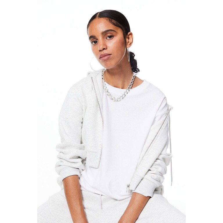 H&M Woman Cropped zip-through hoodie 1193900_2