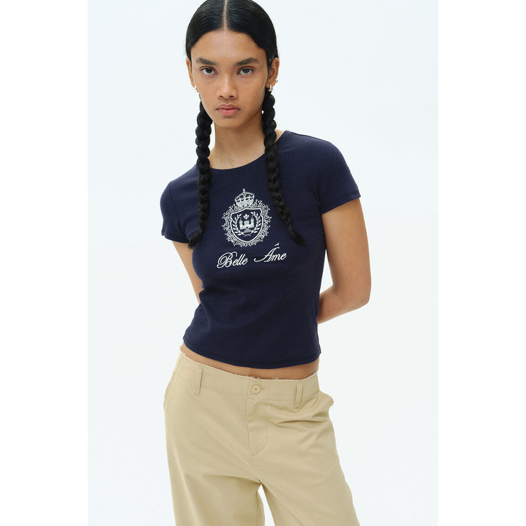 H&M Woman Ribbed T-shirt 1240356_1