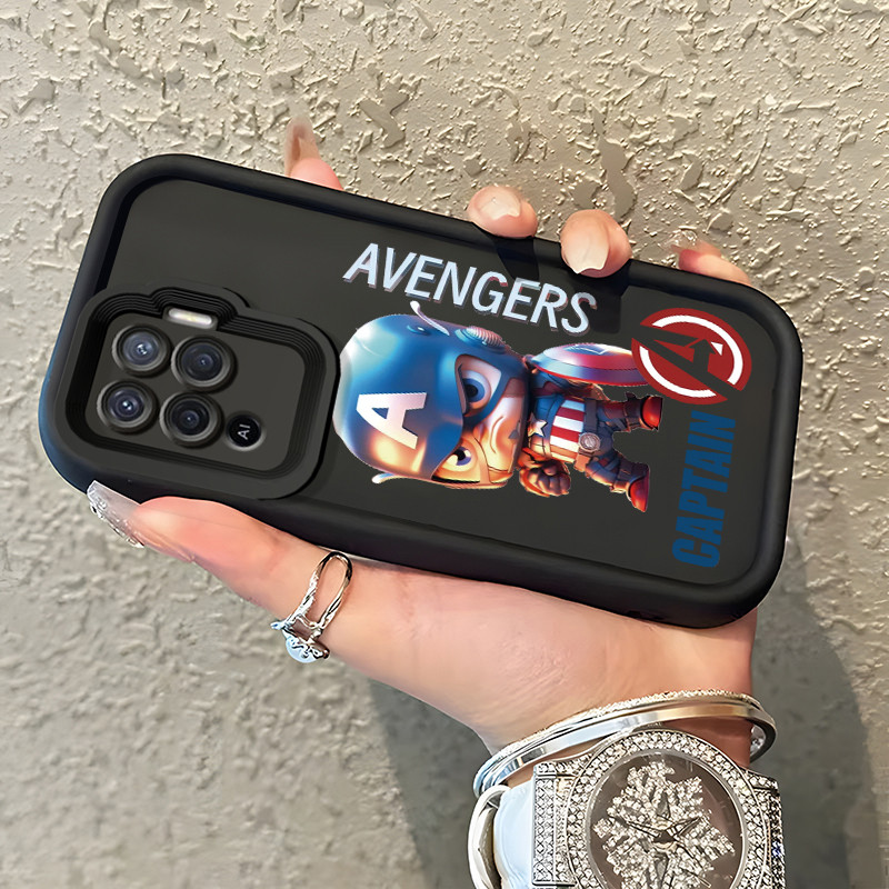 เคสสำหรับ OPPO A94 F19 Pro Reno 5F Reno 5 Lite เคสมือถือการ์ตูนกัปตันอเมริกาและไอรอนแมน