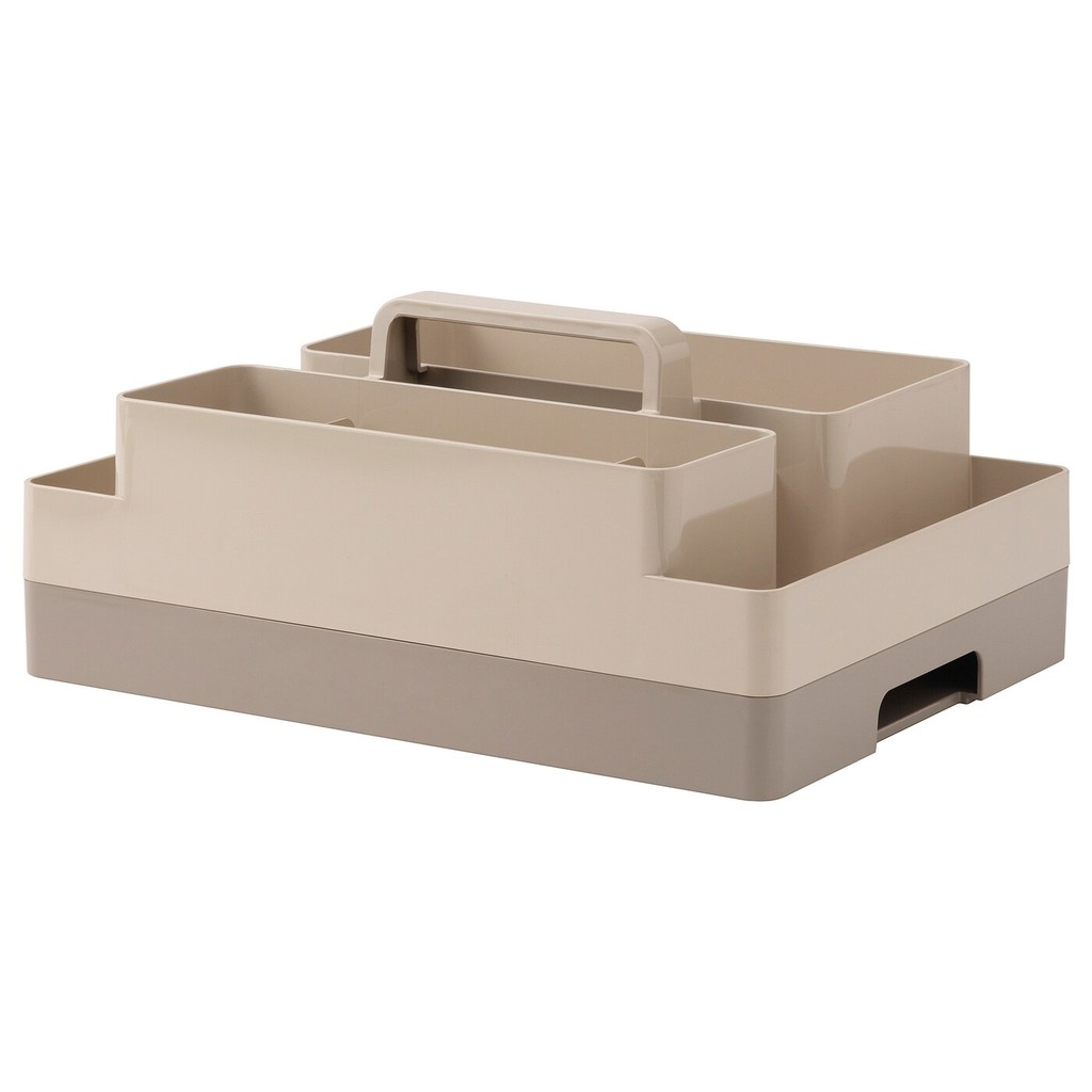 [IKEA แท้ - สอบถามก่อนสั่ง] KUGGIS คูก์กิส ชุดอุปกรณ์จัดเก็บบนโต๊ะ 2 ชิ้น, เบจ-เทา/เทา-เบจเข้ม, 26x35x16 ซม.