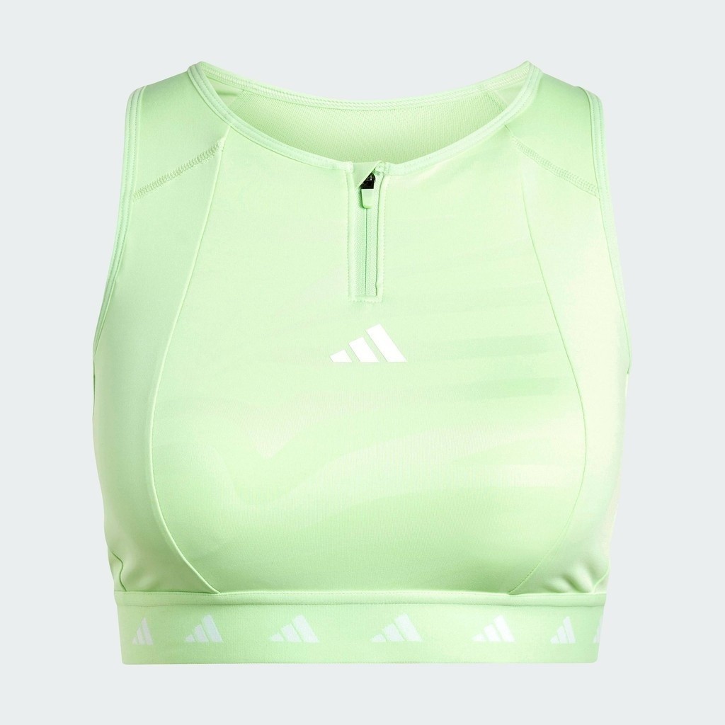 adidas Training Powerimpact Training Medium-Support Techfit High-Neck Zip Bra Women Green IR5642