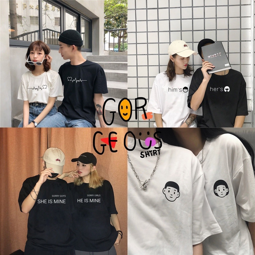 โปรเสื้อคู่ ผ้าฝ้าย 100% เต็มรหัส S-5XL【ชิ้นเดียว/ติดต่อฝ่ายบริการลูกค้าและจดเสื้อยืดที่คุณต้องการ】