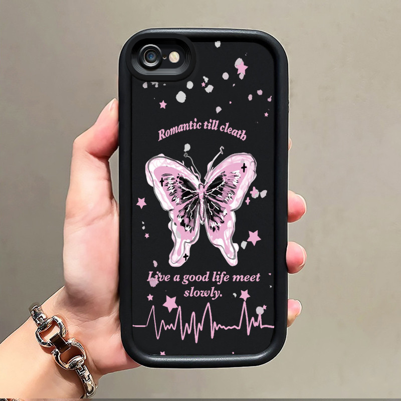 เคสสำหรับ iPhone 6 Plus 6s Plus 7 Plus 8 Plus SE 2020 เคสโทรศัพท์ผีเสื้อสวยงามพร้อมกรอบเนื้อนิ่มซิลิโคนกันกระแทก
