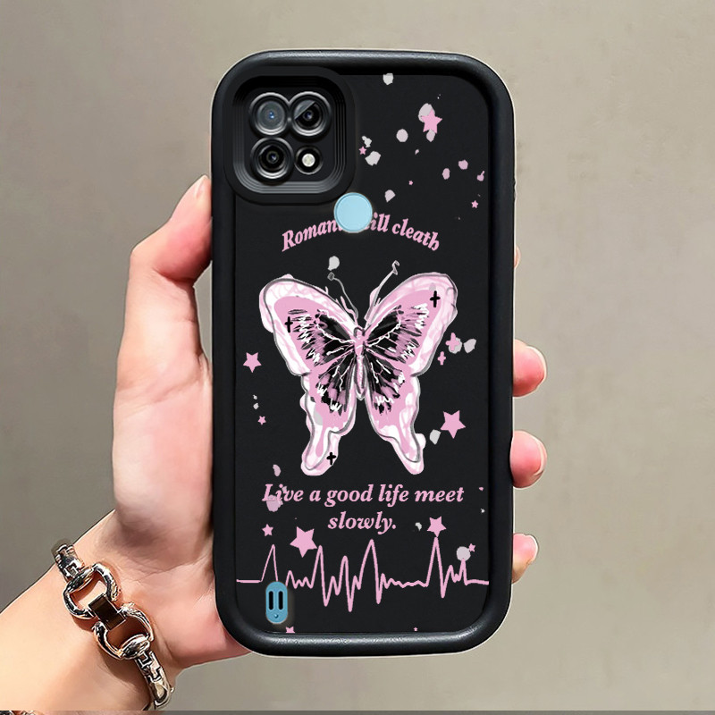 เคสสำหรับ Realme C21 เคสโทรศัพท์ผีเสื้อสวยงามพร้อมกรอบเนื้อนิ่มซิลิโคนกันกระแทก