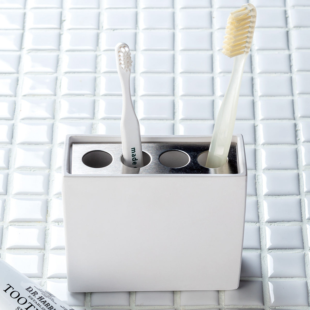 NITORI ที่วางแปรงสีฟัน POROUS CERAMIC TOOTHBRUSH STAND SQUARE WH