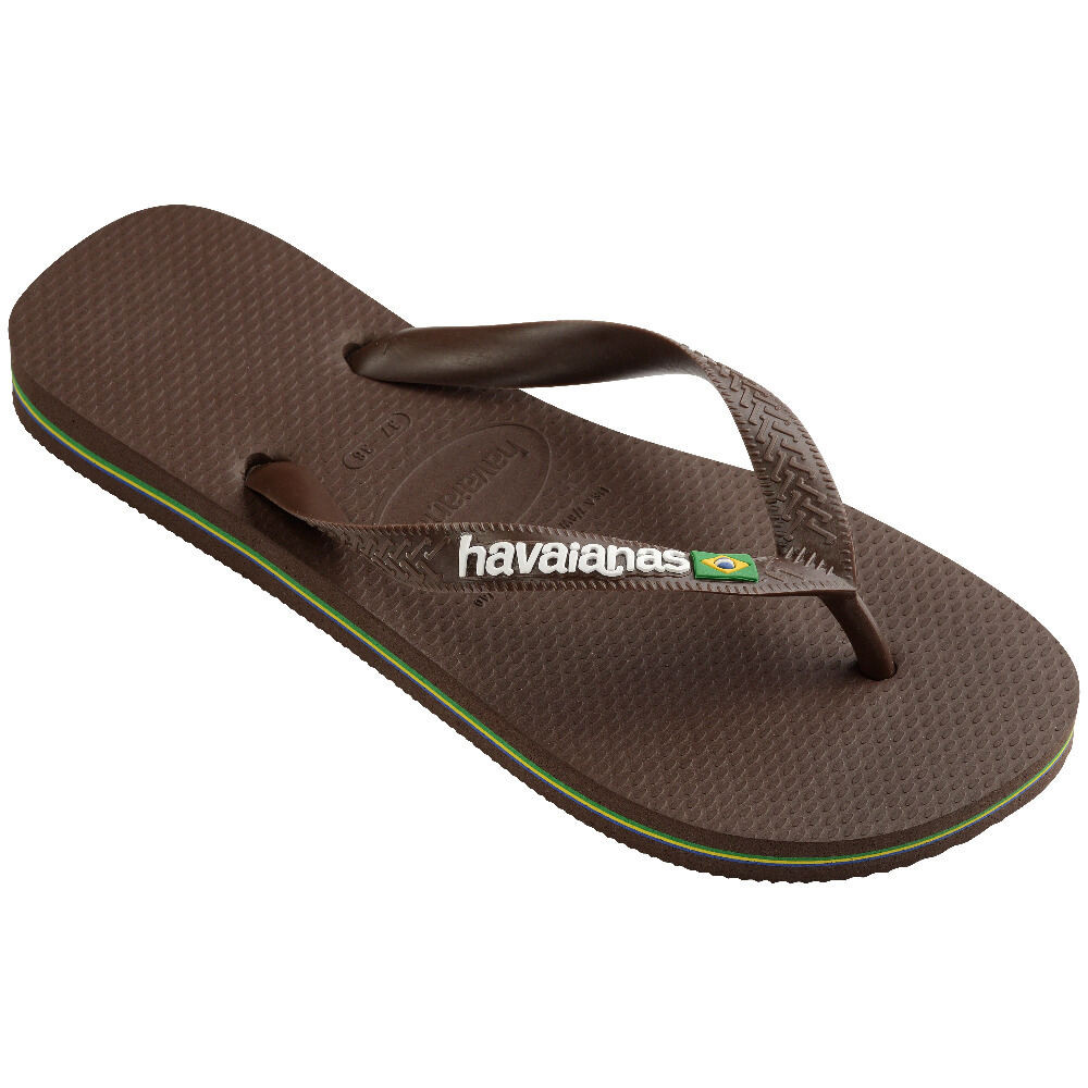 HAVAIANAS รองเท้าแตะ Brasil Logo Flip Flops DARK BROWN 41108502673U_H4WTBR