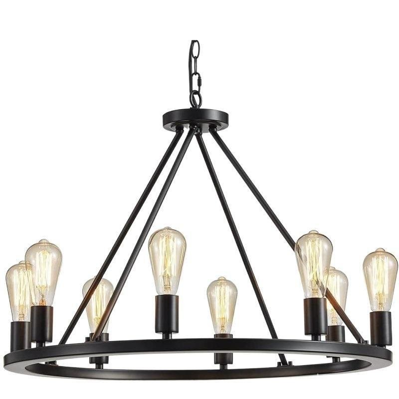 โคมระย้าห้องรับแขกบ้านบรรยากาศอเมริกันห้องนอนเหล็กดัดสีดำรอบห้องรับประทานอาหาร wayfair วอลมาร์ท YKFX