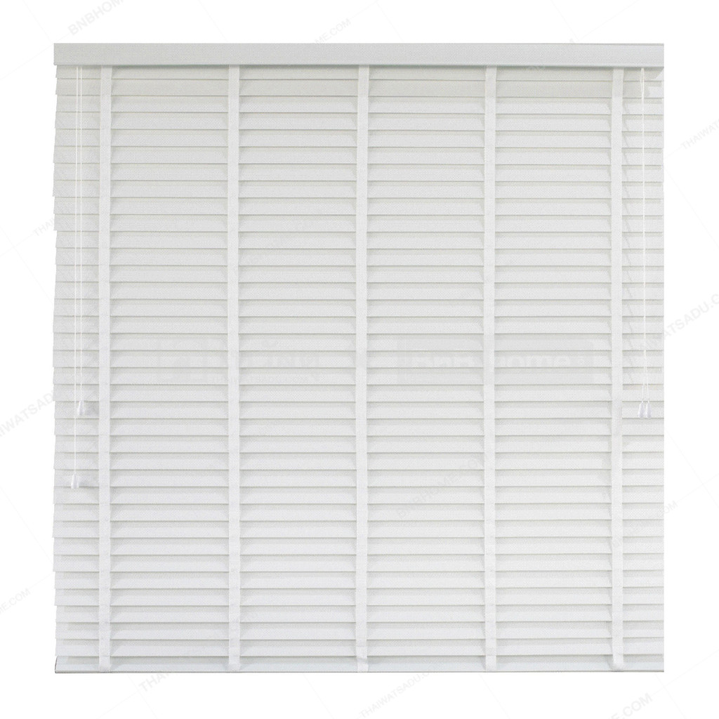 KASSA HOME มู่ลี่ PVC ลายไม้เส้นใหญ่ รุ่น BG003-WH ขนาด 155 x 160 ซม. สีขาว