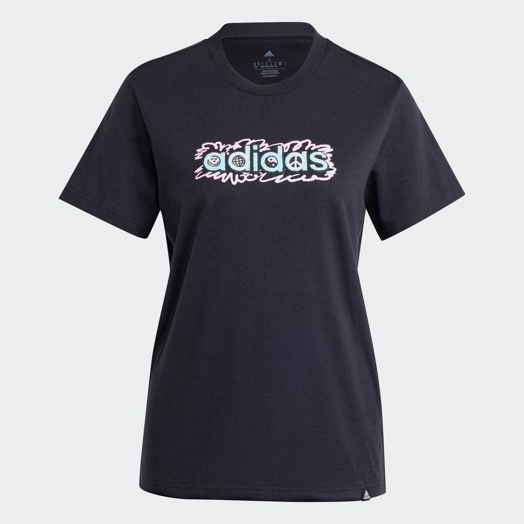 adidas Lifestyle Doodle Graphic Tee Women Black IJ7316
