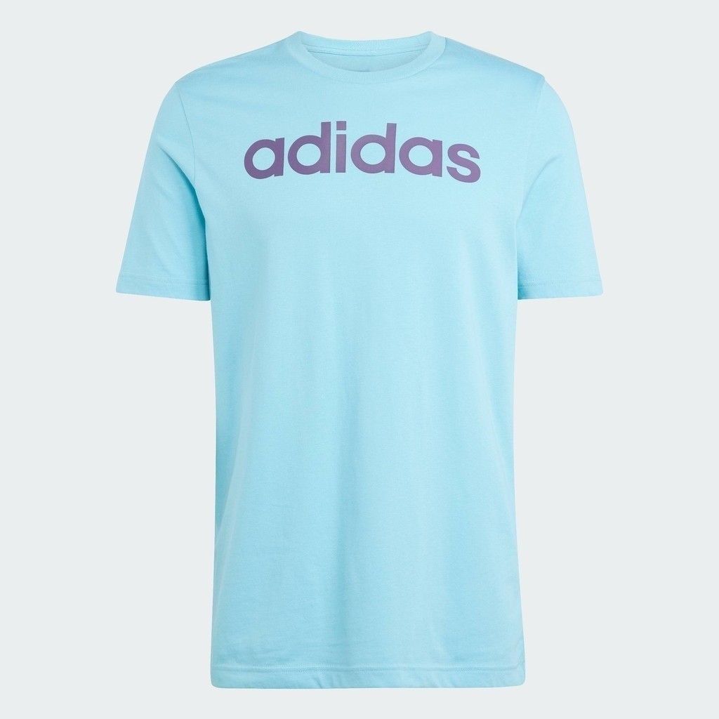 adidas ไลฟ์สไตล์ เสื้อยืดผ้าซิงเกิลเจอร์ซีย์ปักโลโก้แนวนอน Essentials ผู้ชาย สีน้ำเงิน IJ8659