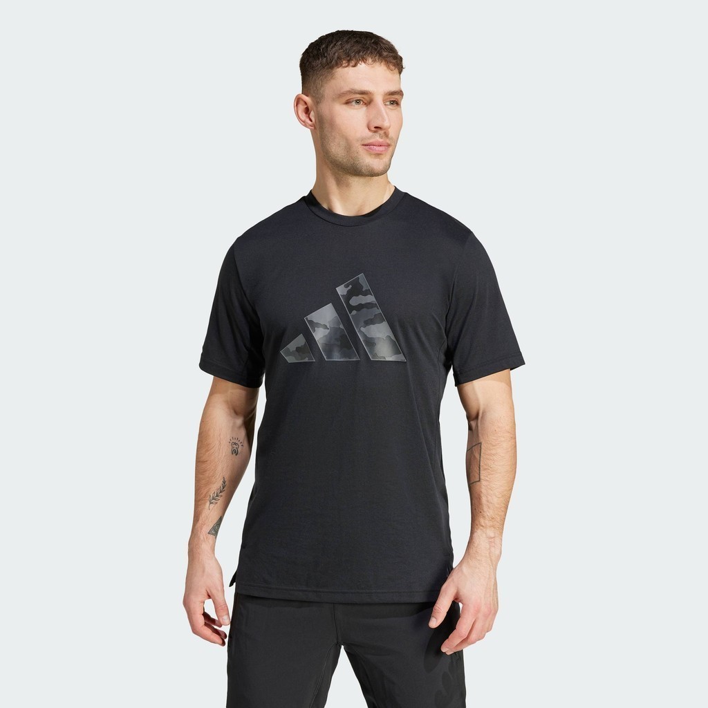 adidas Training Train Essentials Camo Graphic Logo Tee Men Black IS6151