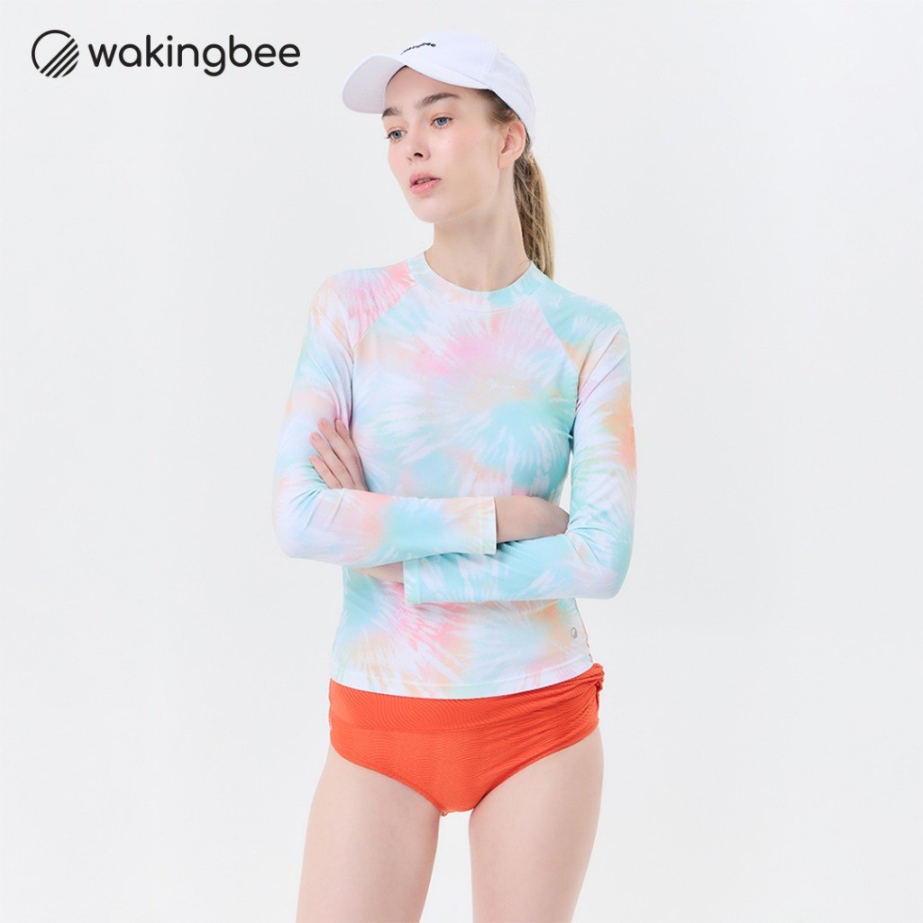 Wakingbee Reef Bratop (Flare) เสื้อว่ายน้ำแขนยาว มีบราในตัว กันยูวี UPF50+ ผ้ายืดหยุ่นดี แห้งไว มีซิปหลัง ถอดใส่ง่าย