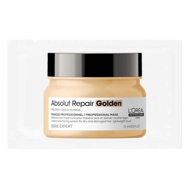 [สินค้าสมนาคุณงดจำหน่าย] NEW SERIE EXPERT ABSOLUT REPAIR GOLDEN MASQUE มาส์กเนื้อทองคำสำหรับผมเสียมาก 15ml