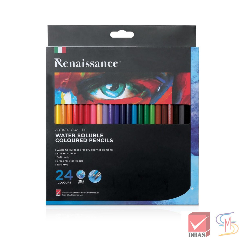 Renaissance สีไม้ สีไม้ระบายน้ำ 24 สี จำนวน 1 กล่อง