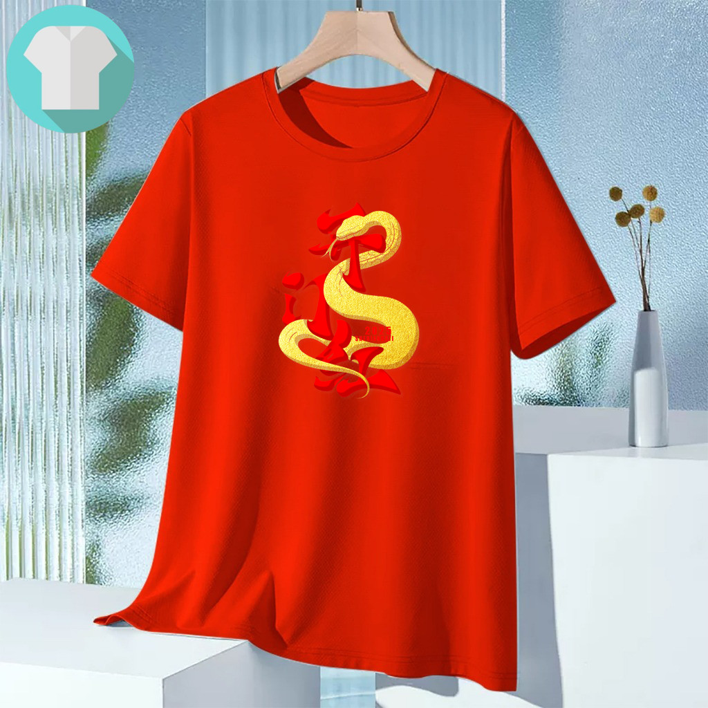 [สินค้าจัดส่งไว] เสื้อธีมจีน เสื้อตรุษจีนสาวอวบ plus size 2025 new year tshirt คอตตอน สไตล์เกาหลี คอลูกเรือ สกรีนลาย