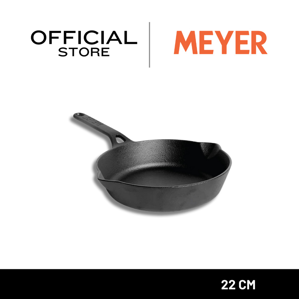 MEYER CAST IRON กระทะเหล็กหล่อ SKILLET WITH SINGLE HANDLE 22 ซม. สำหรับผัด ทอด ปราศจาก PFOA แข็งแรง (48446-C)