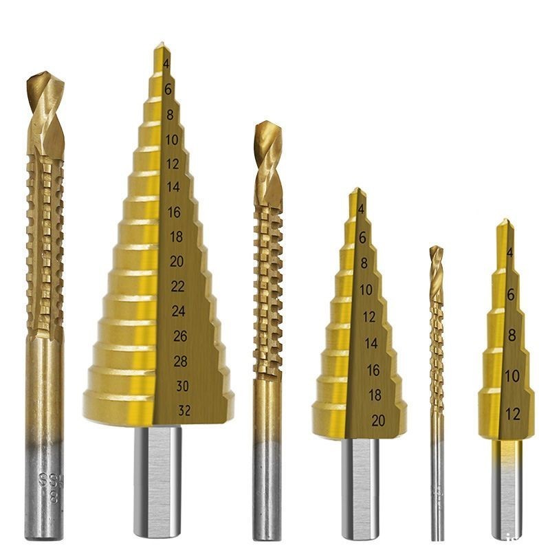 🛒 ชุดดอกเจดีย์ ดอกเจดีย์ ชุดดดอกสว่านเหล็กทรงกรวยเคลือบไทเทเนียม STEP DRILL SET เจาะขยาย 6pcs