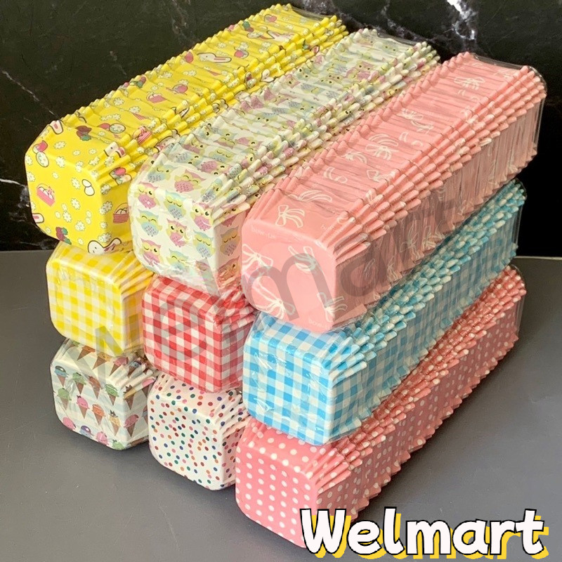 welmart กระทงบราวนี่ 200ใบ 4.5*4.5cm สูง 2.5cm สี่เหลี่ยม ถ้วยคัพเค้ก ถ้วยขนมเปี๊ยะลาวา บราวนี่ ถ้วยกระดาษอบขนม