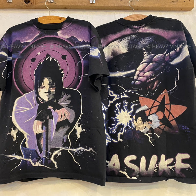 NARUTO SASUKE OVP tag Bootleg แท้ Bio washed เสื้อวินเทจ เสื้อการ์ตูนตำนาน heavy vintage shirt