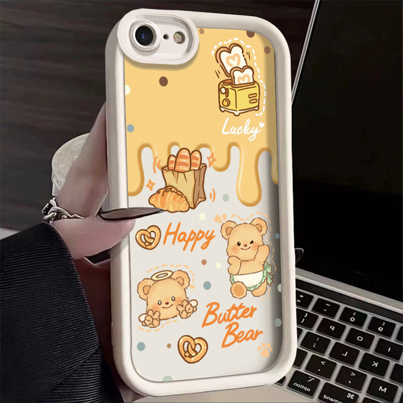 เคสสำหรับ iPhone 6 Plus 6s Plus 7 Plus 8 Plus SE 2020 เคสหมีเนยน่ารักเคสซิลิโคนดูดซับแรงกระแทกเคสโทรศัพท์