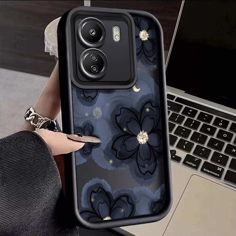 เคสสำหรับ Xiaomi Redmi 13C POCO C65 เคสโทรศัพท์ซิลิโคนกันกระแทกลายดอกไม้ของแท้
