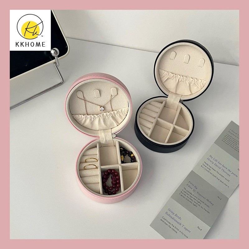 KKHOME กล่องเก็บเครื่องประดับ ที่เก็บต่างหู ที่เก็บเครื่องประดับ กล่องเก็บแหวน แบบพกพ mini