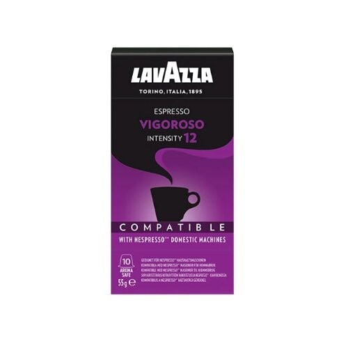 Lavazza Espresso Vigoroso Coffee 10Cap ลาวาซซ่า กาแฟ กาแฟนำเข้าจากอิตาลี Intensity12 ความเข้มระดับ12