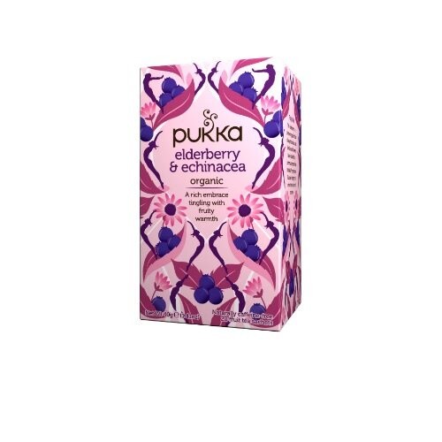 Pukka Elderberry & Echinacea Tea Bags X 20 ชา ชามิ้น ชาอังกฤษ ชาสำเร็จรูป 20ซอง ชาสมุนไพรออแกนิค