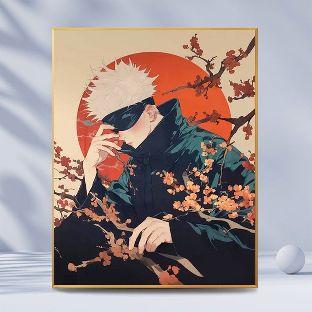 Acandyl ชุดระบายสีตามตัวเลข, Jujutsu Kaisen, กรอบ 40x50 ซม., ภาพวาดดิจิตอล DIY, สีโดยหมายเลขอะนิเมะศิลปะ, ตกแต่งบ้านมือวาด, ของขวัญที่ไม่ซ้ําใคร
