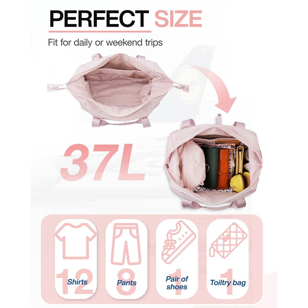 BAGSMART กระเป๋าเดินทาง Duffle กระเป๋ายิม 31L Puffer Tote Bag กระเป๋าเดินทาง Gym bag