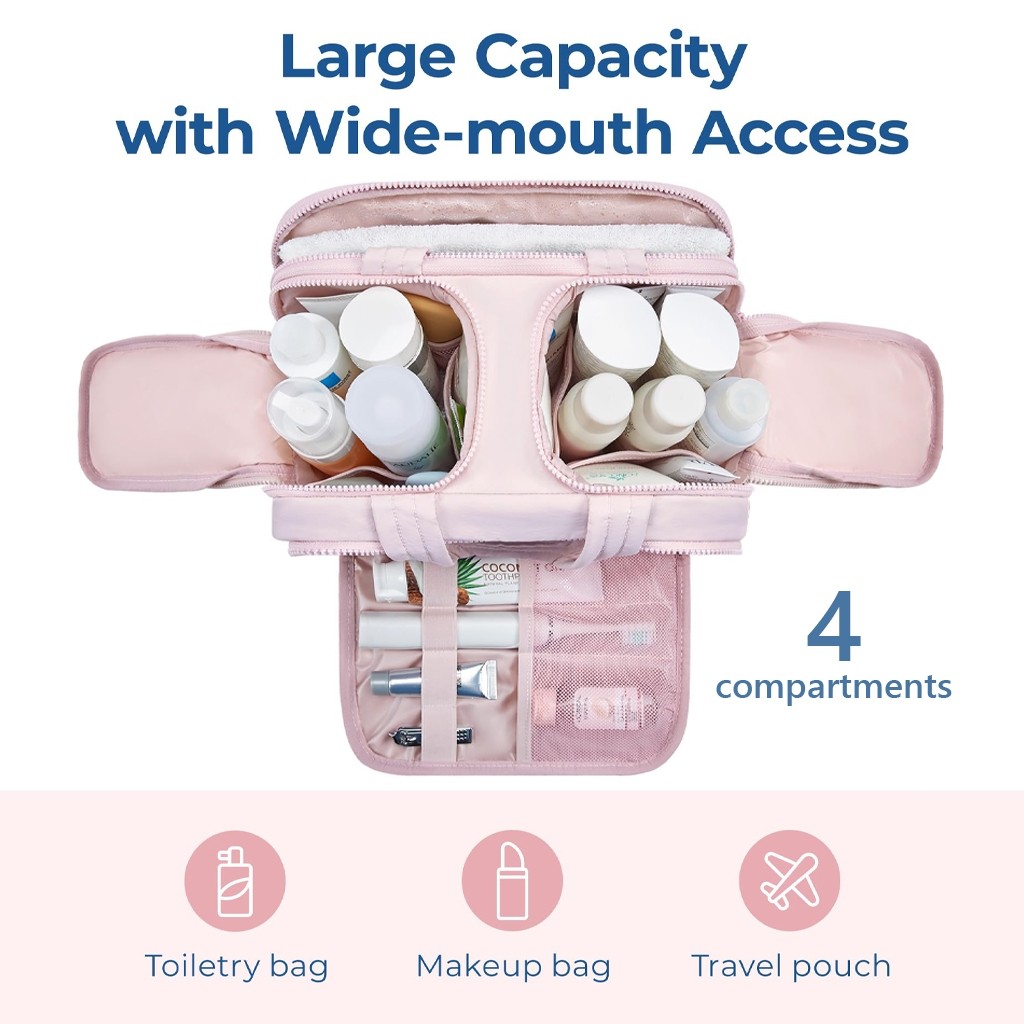 BAGSMART กระเป๋าเครื่องสำอาง กระเป๋าจัดระเบียบ cosmetic bag กระเป๋าใส่อุปกรณ์อาบน้ำ  Travel Organizer Bag